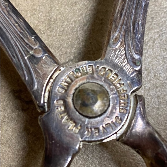 Antique Victorian Sheffield England Silver Serving Scissor Tongs 1750-1840 - Picture 10 of 11